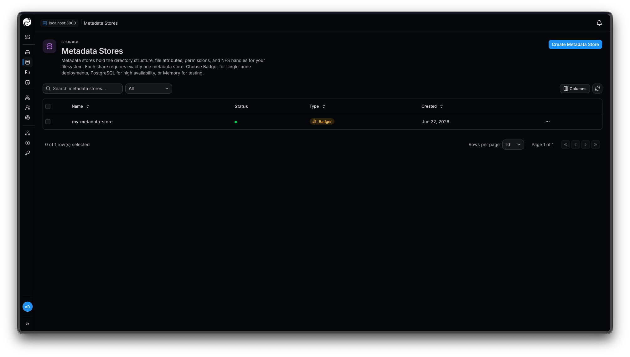 Metadata stores